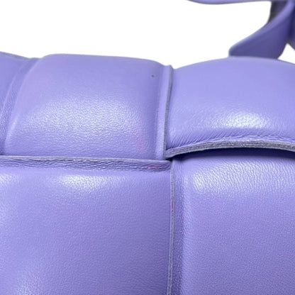 BOTTEGA VENETA Lambskin Padded Cassette Shoulder Bag Lavender Silver Hardware BO32