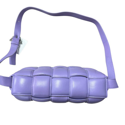 BOTTEGA VENETA Lambskin Padded Cassette Shoulder Bag Lavender Silver Hardware BO32