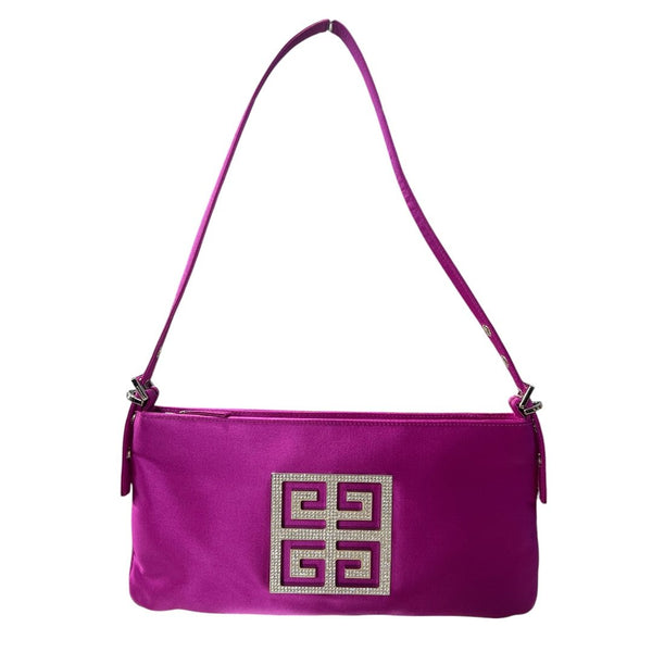 GIVENCHY Satin 4G Baguette Shoulder Bag Shoulder Bag Fuchsia Silver Hardware GI41