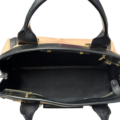 CHLOÉ Calfskin Baylee Handbag Black and Blush Pink Gold Hardware Ch2211