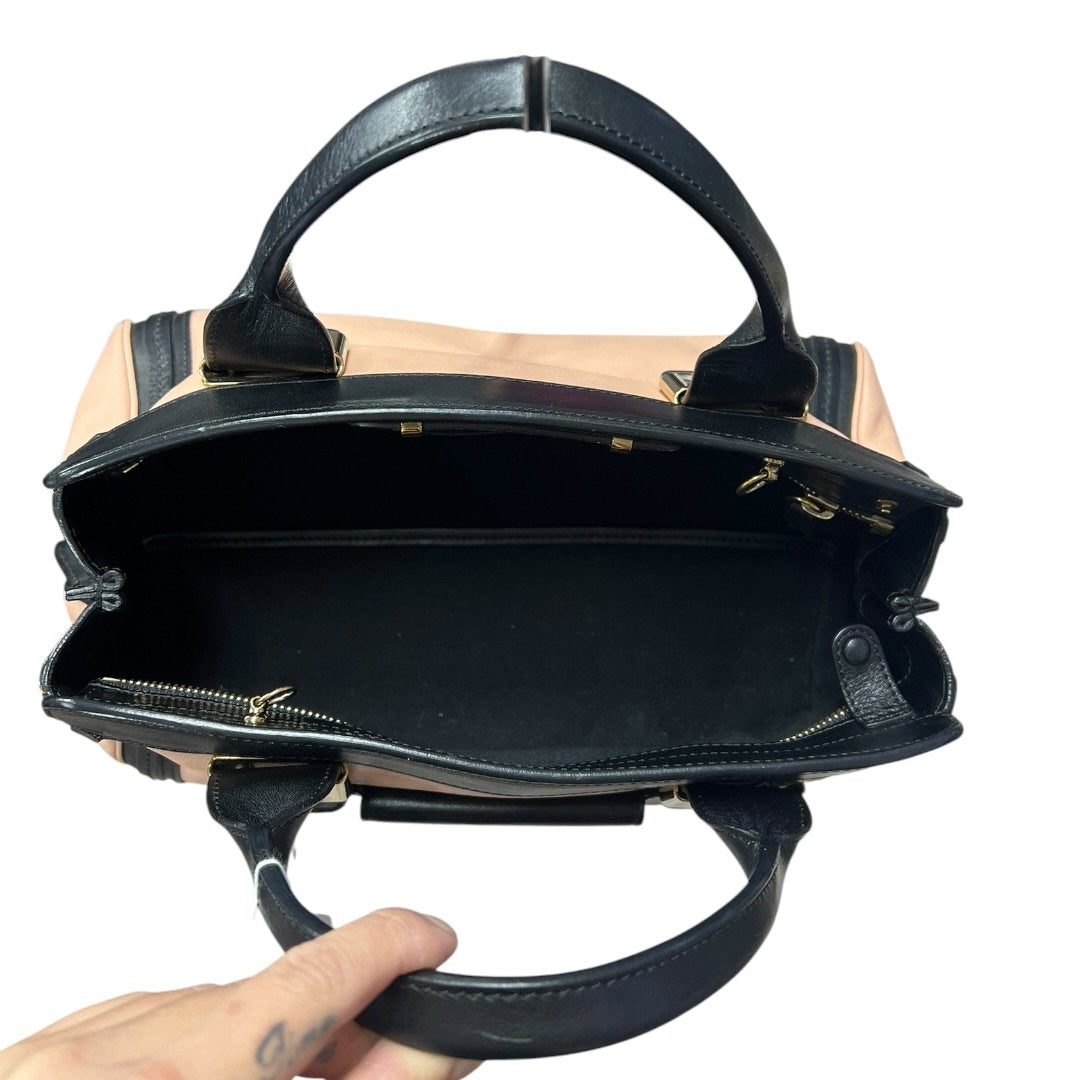CHLOÉ Calfskin Baylee Handbag Black and Blush Pink Gold Hardware Ch2211