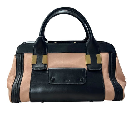 CHLOÉ Calfskin Baylee Handbag Black and Blush Pink Gold Hardware Ch2211