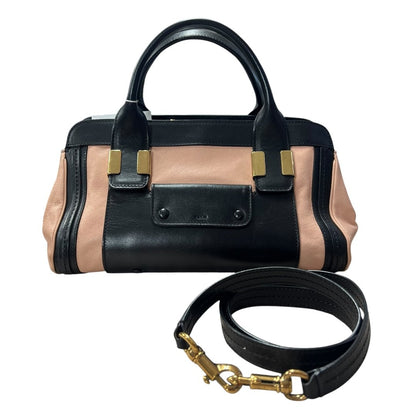 CHLOÉ Calfskin Baylee Handbag Black and Blush Pink Gold Hardware Ch2211