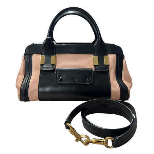 CHLOÉ Calfskin Baylee Handbag Black and Blush Pink Gold Hardware Ch2211