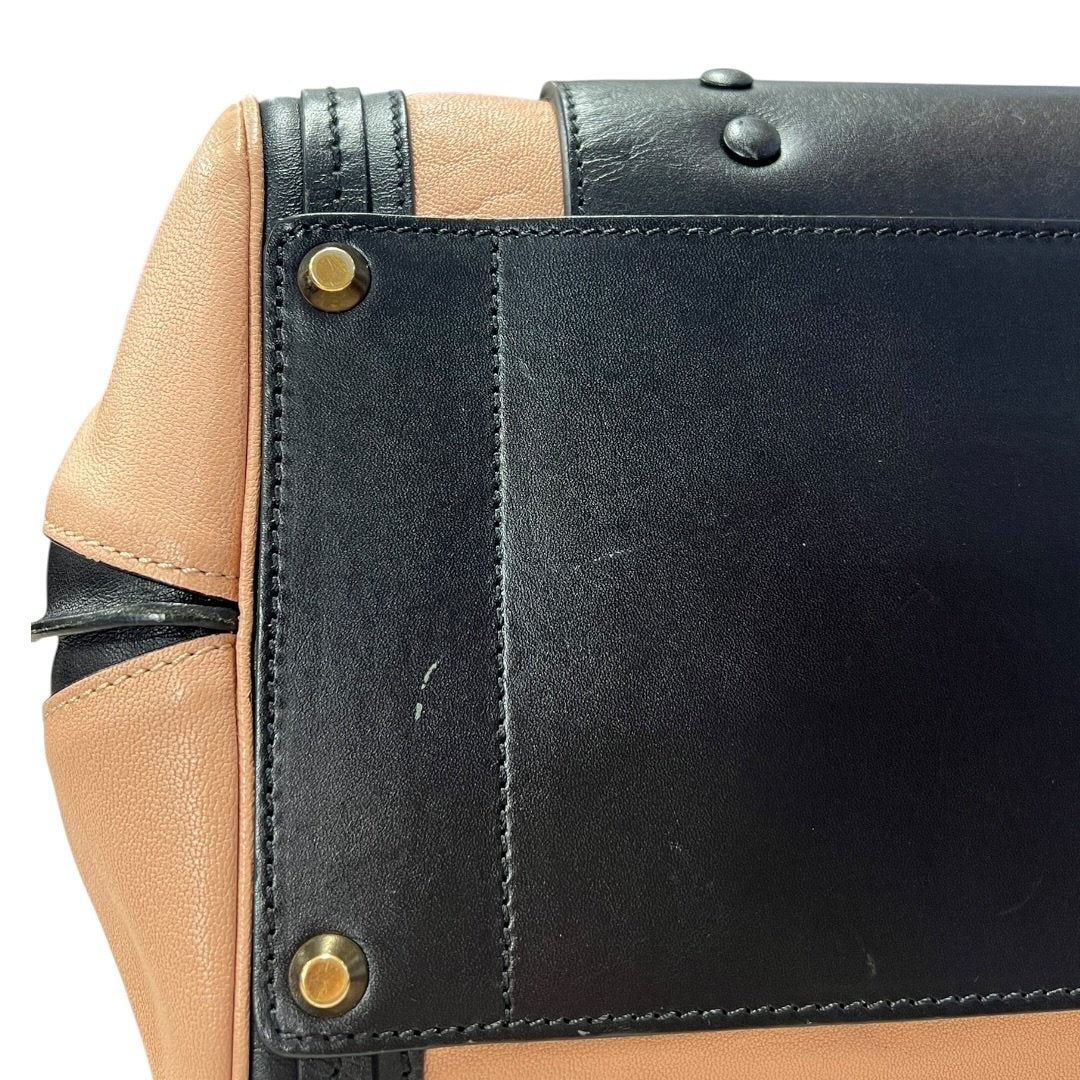 CHLOÉ Calfskin Baylee Handbag Black and Blush Pink Gold Hardware Ch2211