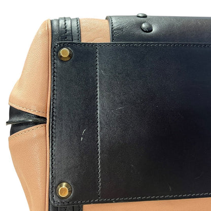 CHLOÉ Calfskin Baylee Handbag Black and Blush Pink Gold Hardware Ch2211