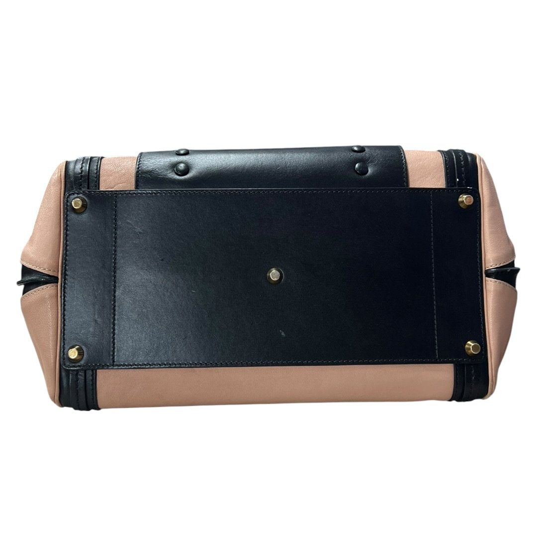 CHLOÉ Calfskin Baylee Handbag Black and Blush Pink Gold Hardware Ch2211