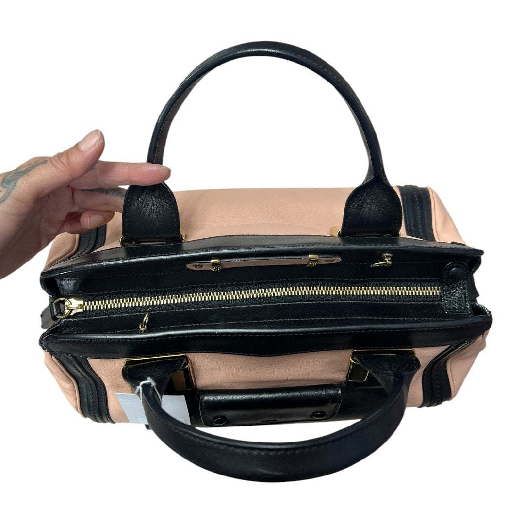 CHLOÉ Calfskin Baylee Handbag Black and Blush Pink Gold Hardware Ch2211
