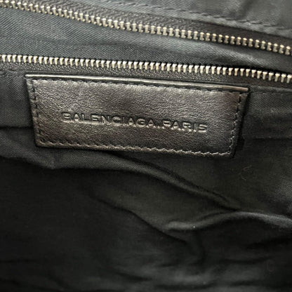 BALENCIAGA Agneau Leather City Handbag Black Silver Hardware BA43