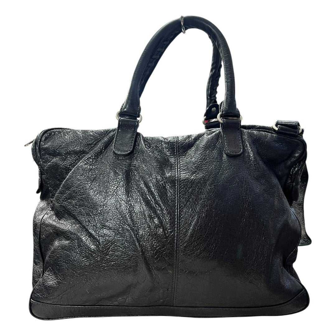 BALENCIAGA Agneau Leather City Handbag Black Silver Hardware BA43