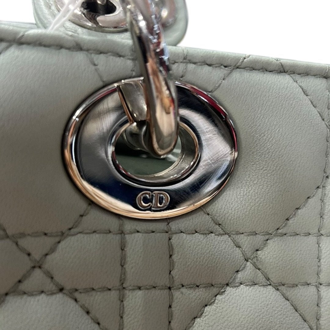 DIOR Lambskin Lady Dior Handbag Mint Green Silver Hardware Ch2210