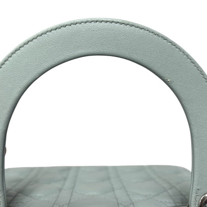 DIOR Lambskin Lady Dior Handbag Mint Green Silver Hardware Ch2210