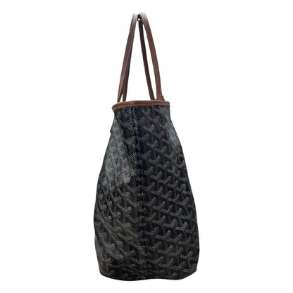 GOYARD Goyardine Canvas St. Louis PM Tote Black, Tan Silver Hardware GO33