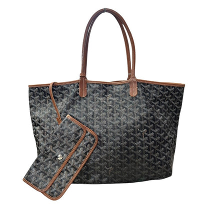 GOYARD Goyardine Canvas St. Louis PM Tote Black, Tan Silver Hardware GO33