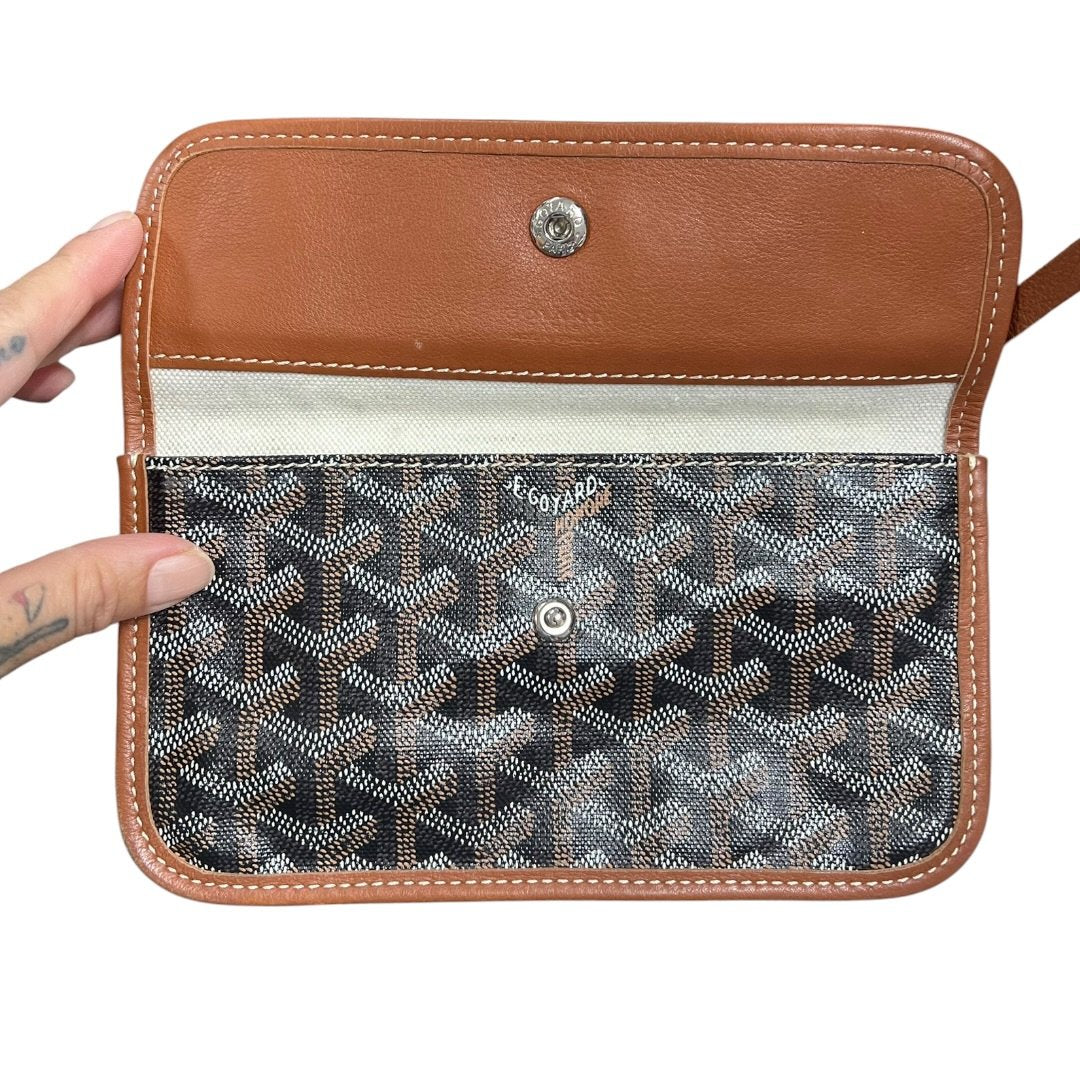 GOYARD Goyardine Canvas St. Louis PM Tote Black, Tan Silver Hardware GO33