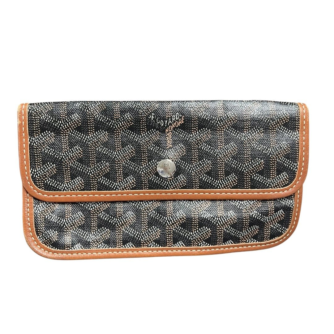 GOYARD Goyardine Canvas St. Louis PM Tote Black, Tan Silver Hardware GO33