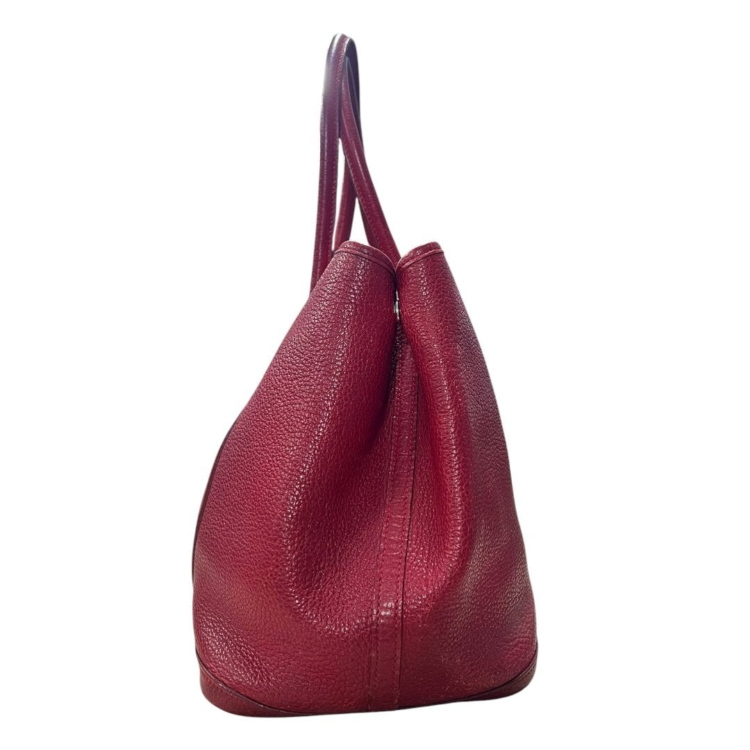 HERMES Negonda Garden Party Tote Red Silver Hardware HE475