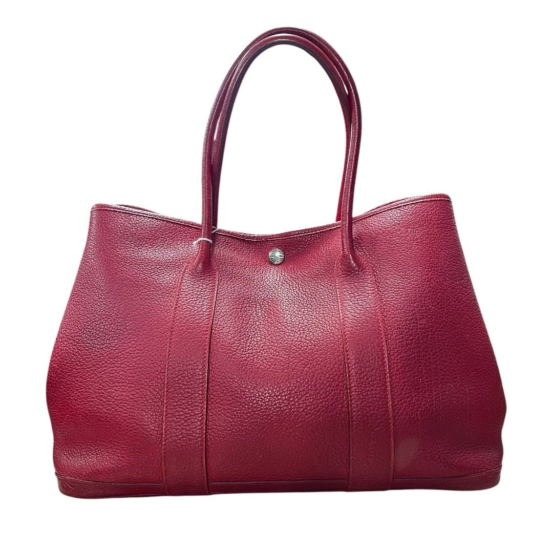 HERMES Negonda Garden Party Tote Red Silver Hardware HE475