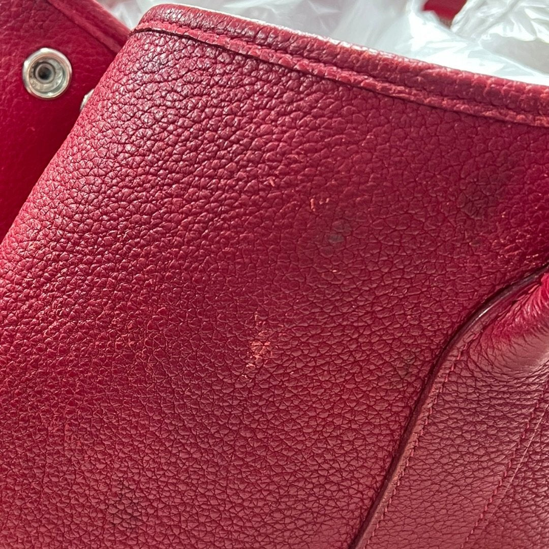 HERMES Negonda Garden Party Tote Red Silver Hardware HE475
