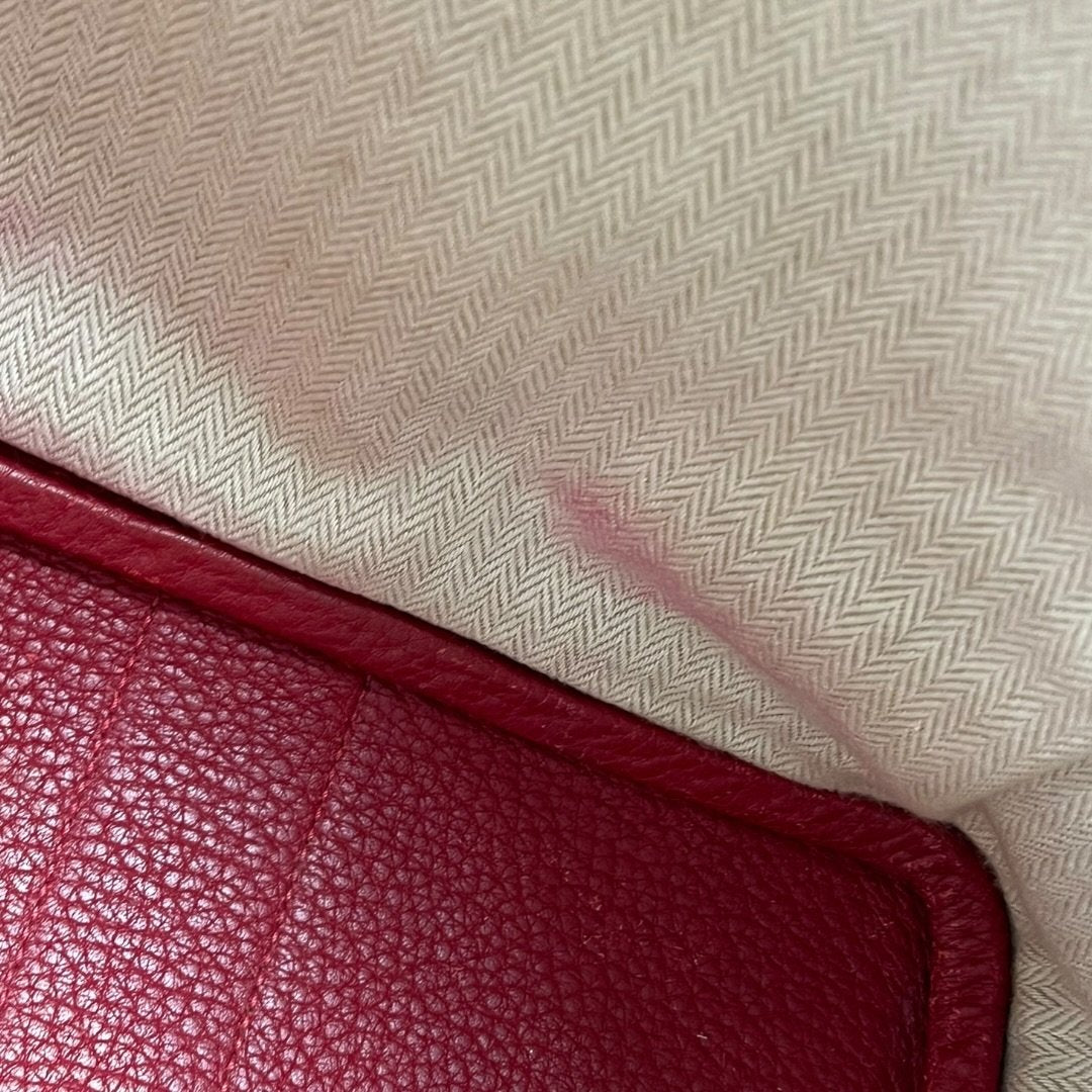 HERMES Negonda Garden Party Tote Red Silver Hardware HE475