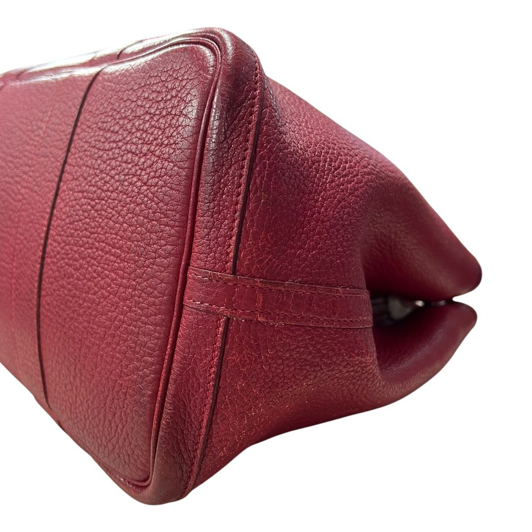 HERMES Negonda Garden Party Tote Red Silver Hardware HE475