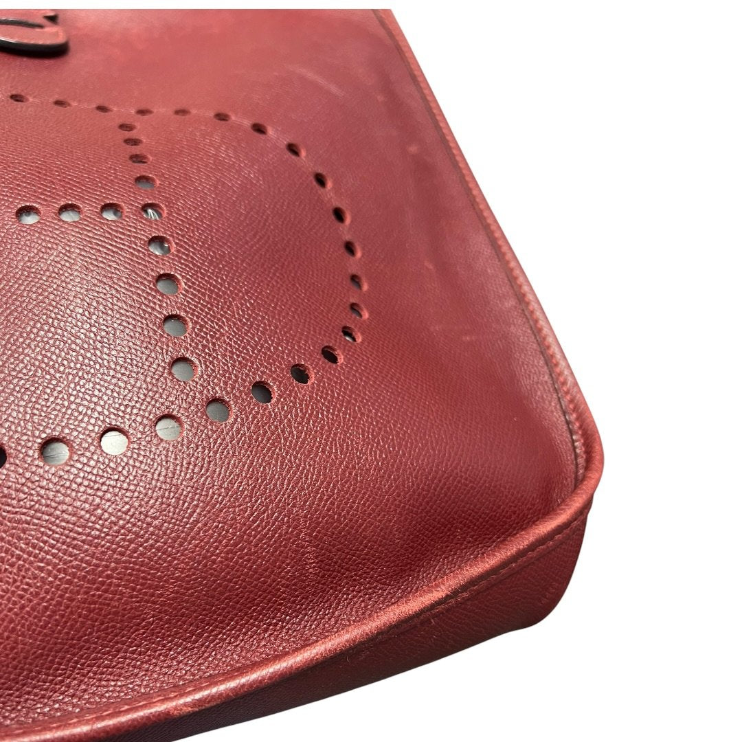 HERMES Clemence Evelyne III PM Shoulder Bag Burgundy Gold-tone Hardware HE473