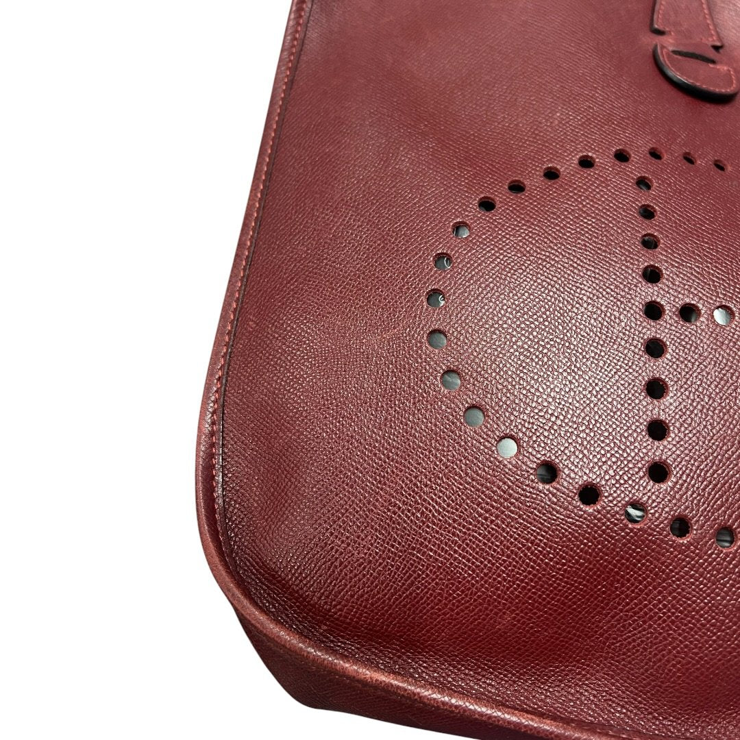 HERMES Clemence Evelyne III PM Shoulder Bag Burgundy Gold-tone Hardware HE473