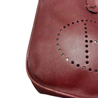 HERMES Clemence Evelyne III PM Shoulder Bag Burgundy Gold-tone Hardware HE473
