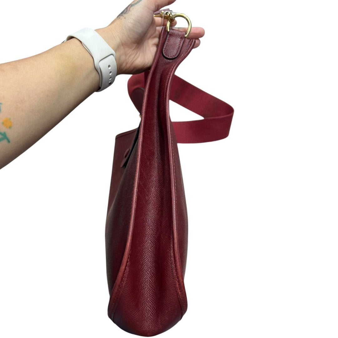 HERMES Clemence Evelyne III PM Shoulder Bag Burgundy Gold-tone Hardware HE473