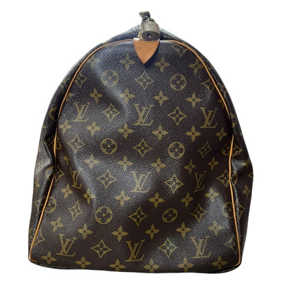 LOUIS VUITTON Monogram Canvas Keepall 50 Travel Bag Brown Gold Hardware LO2377