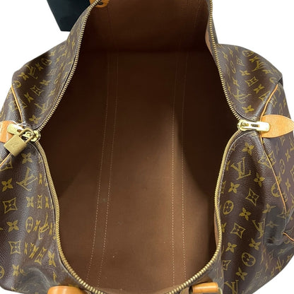 LOUIS VUITTON Monogram Canvas Keepall 50 Travel Bag Brown Gold Hardware LO2377