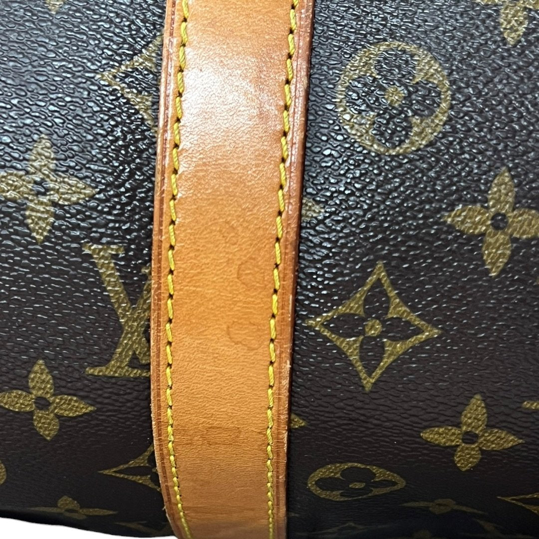LOUIS VUITTON Monogram Canvas Keepall 50 Travel Bag Brown Gold Hardware LO2377