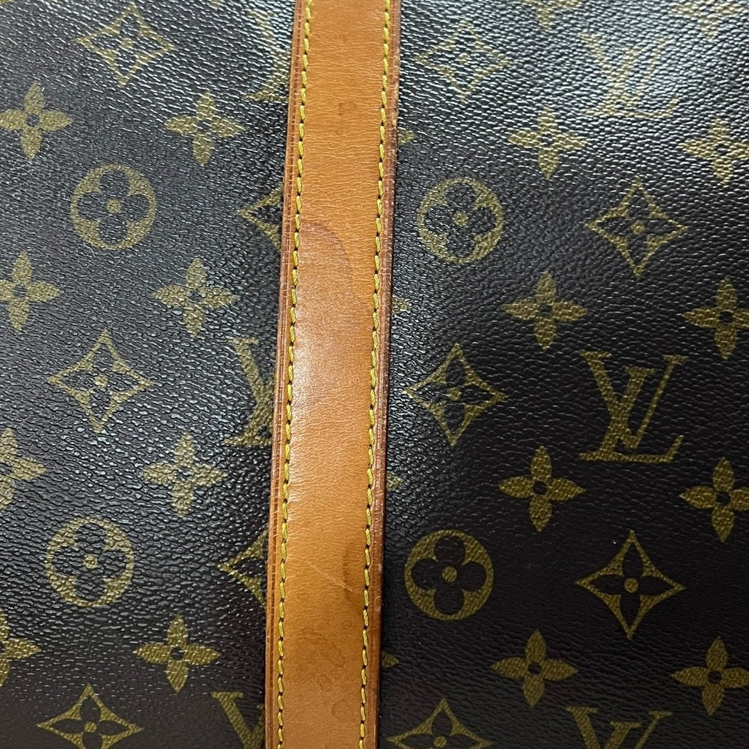 LOUIS VUITTON Monogram Canvas Keepall 50 Travel Bag Brown Gold Hardware LO2377