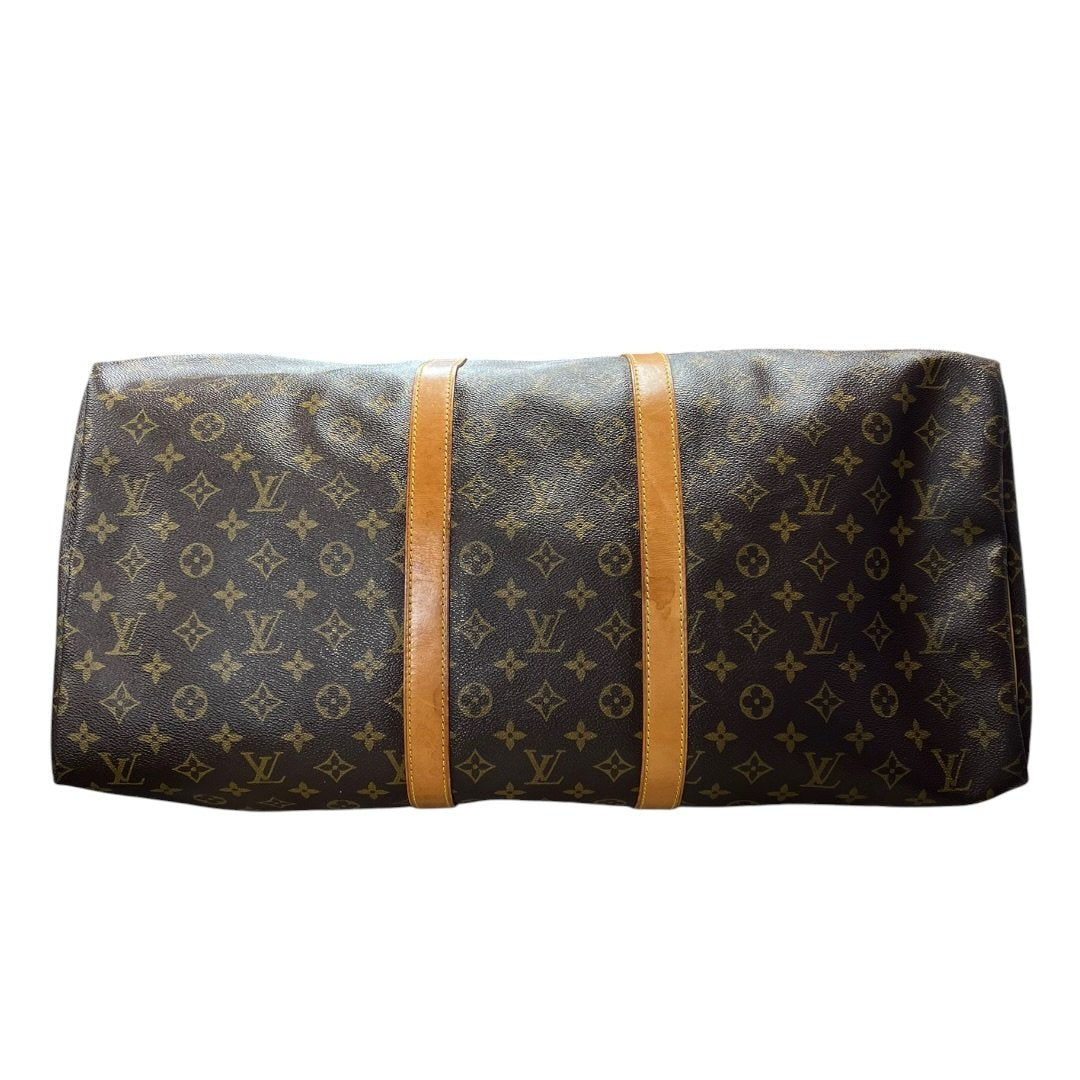 LOUIS VUITTON Monogram Canvas Keepall 50 Travel Bag Brown Gold Hardware LO2377