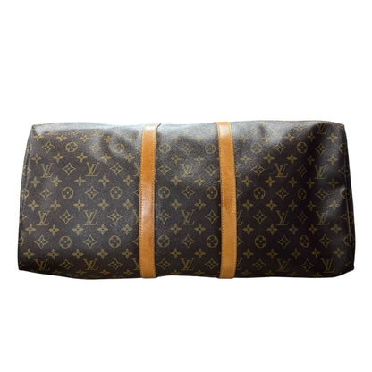 LOUIS VUITTON Monogram Canvas Keepall 50 Travel Bag Brown Gold Hardware LO2377