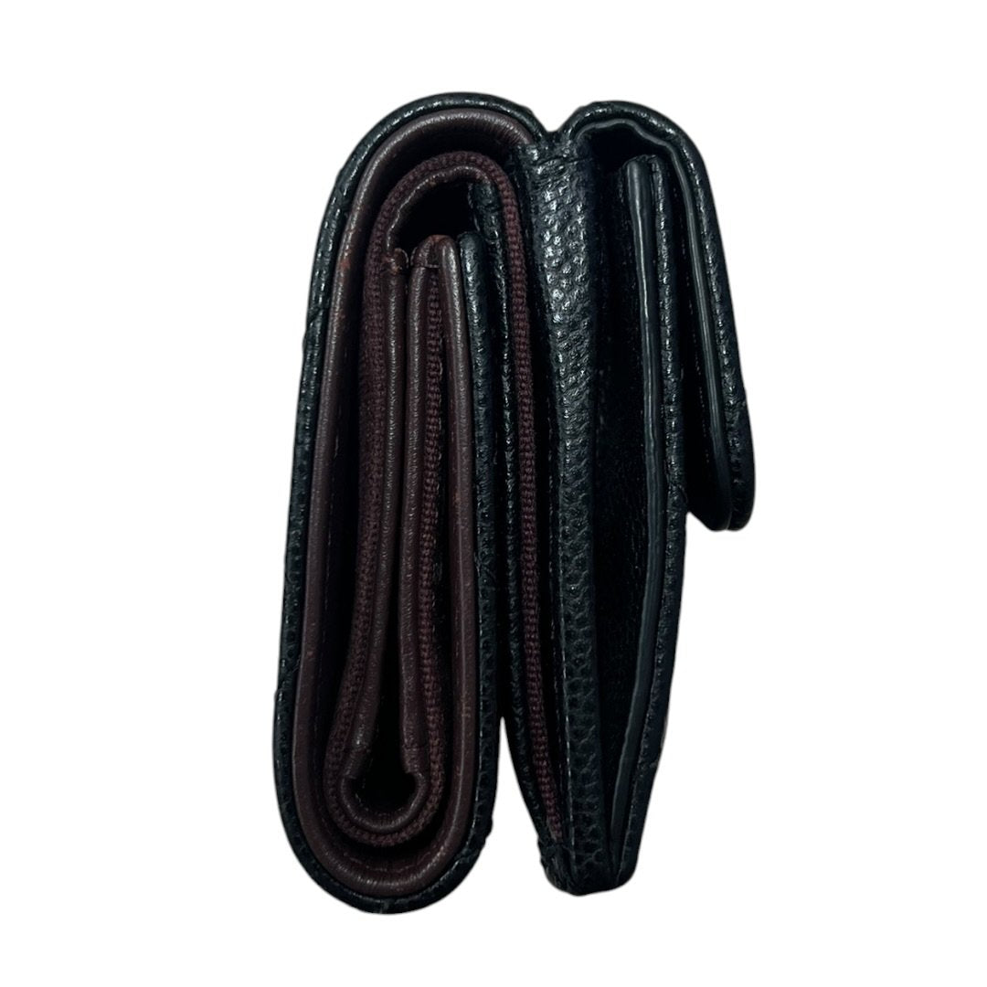 CHANEL Caviar Leather Classic Flap Trifold Wallet Wallet Black / Burgundy Gold Hardware CH2218