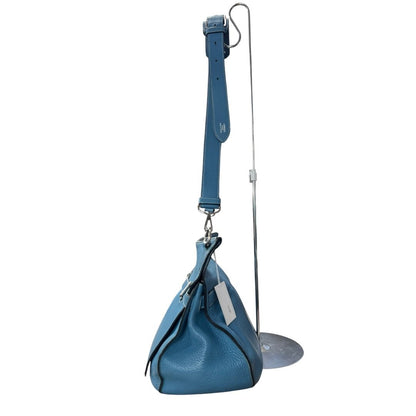 HERMES Clemence Lindy Handbag Blue Silver Hardware HE480