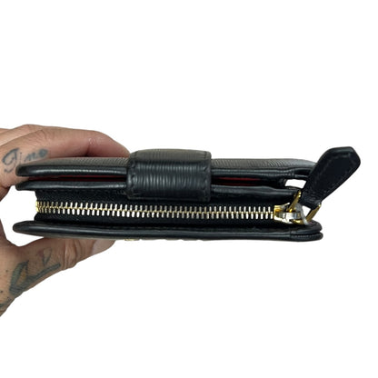PRADA Vitello Move 1ML018 Bifold Wallet Black Gold Hardware PR215