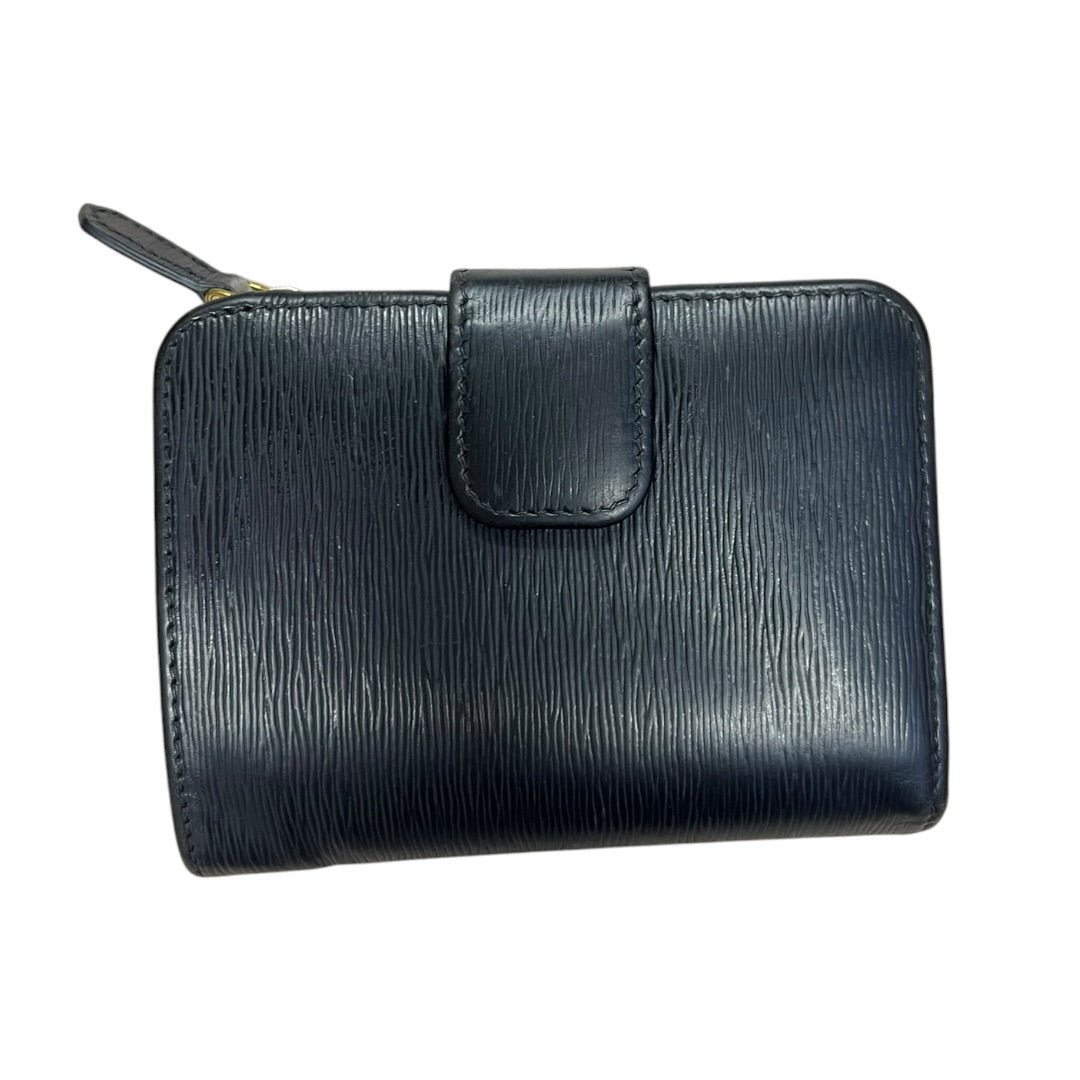 PRADA Vitello Move 1ML018 Bifold Wallet Black Gold Hardware PR215