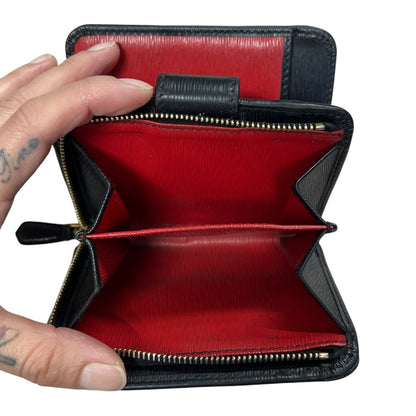 PRADA Vitello Move 1ML018 Bifold Wallet Black Gold Hardware PR215