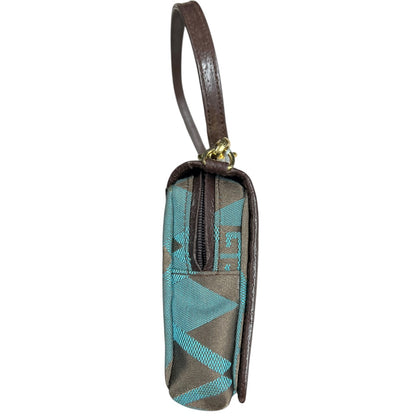 GIVENCHY Argyle Check Jacquard One Shoulder Bag Brown Blue Gold Hardware GI42