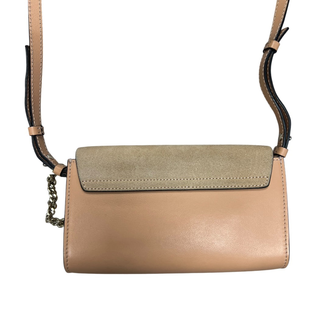 CHLOE Suede Calfskin Faye Shoulder Bag Pink Beige Gold Hardware CH2223