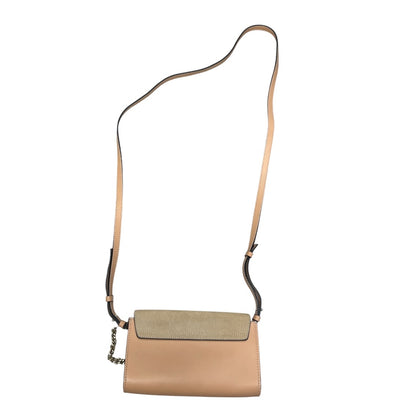 CHLOE Suede Calfskin Faye Shoulder Bag Pink Beige Gold Hardware CH2223