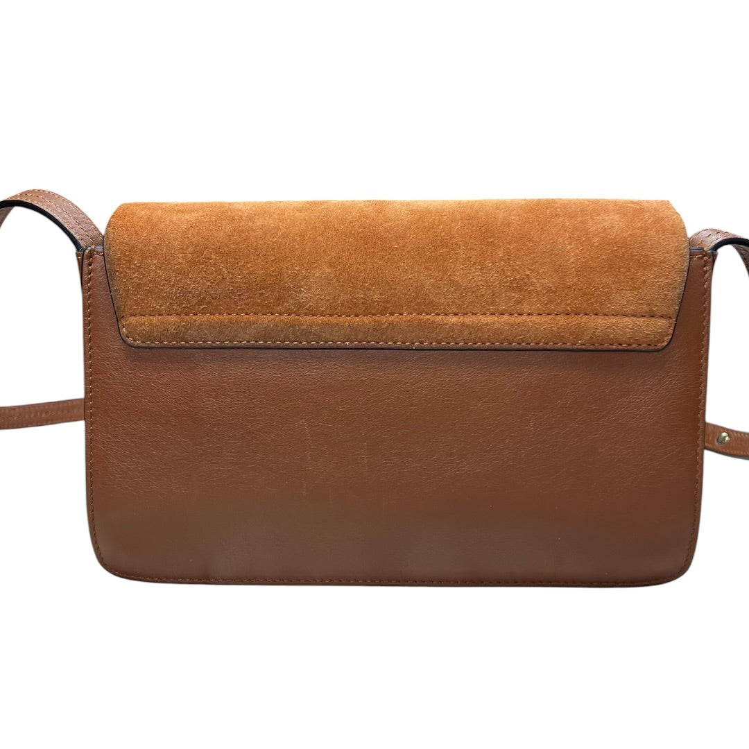 CHLOE Suede Calfskin Faye Shoulder Bag Brown Gold Hardware CH2221
