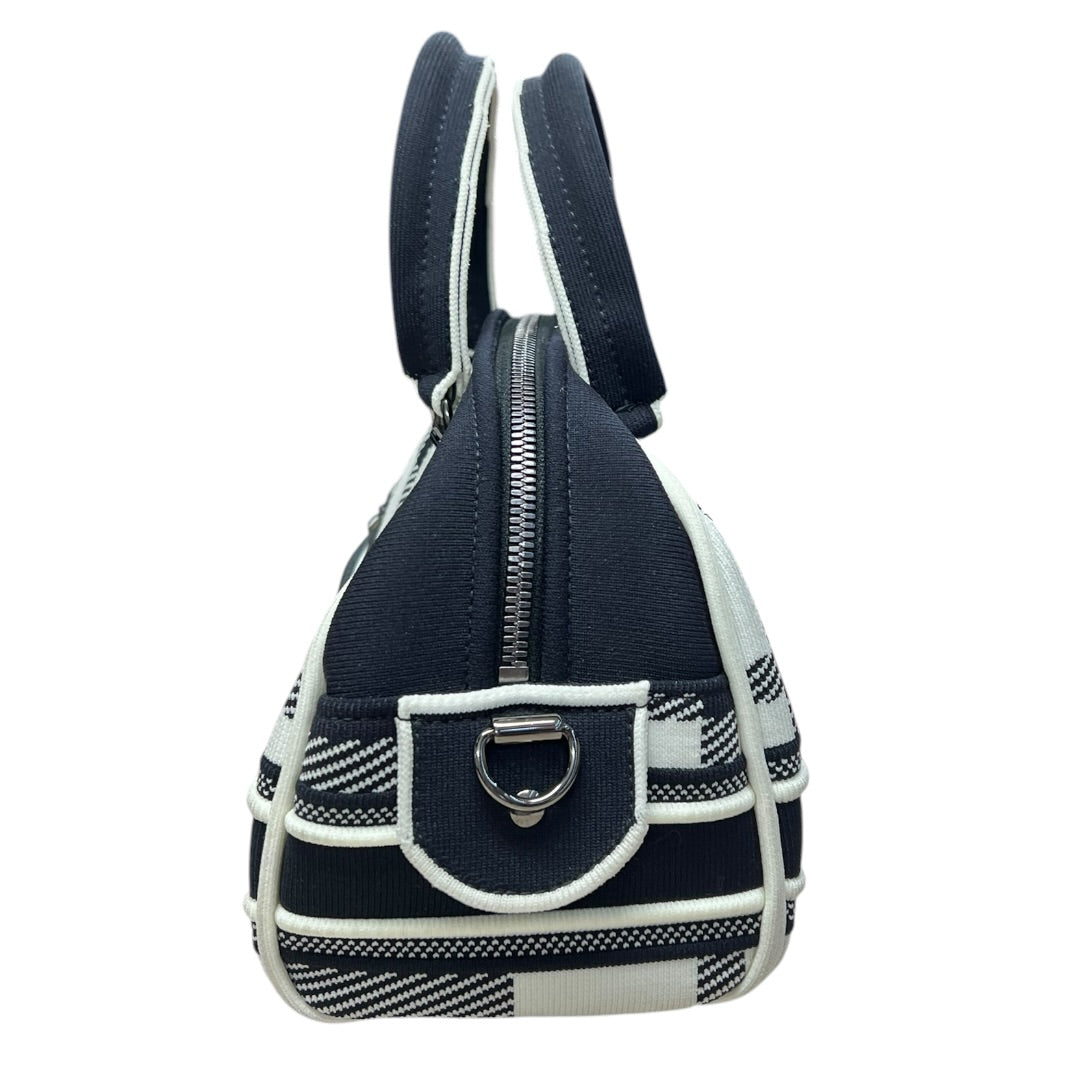 CHRISTIAN DIOR Check Jacquard Vibe Bowling Bag Black White Silver Hardware Ch2224