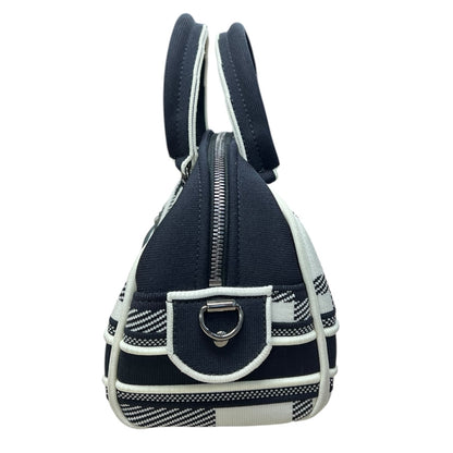 CHRISTIAN DIOR Check Jacquard Vibe Bowling Bag Black White Silver Hardware Ch2224