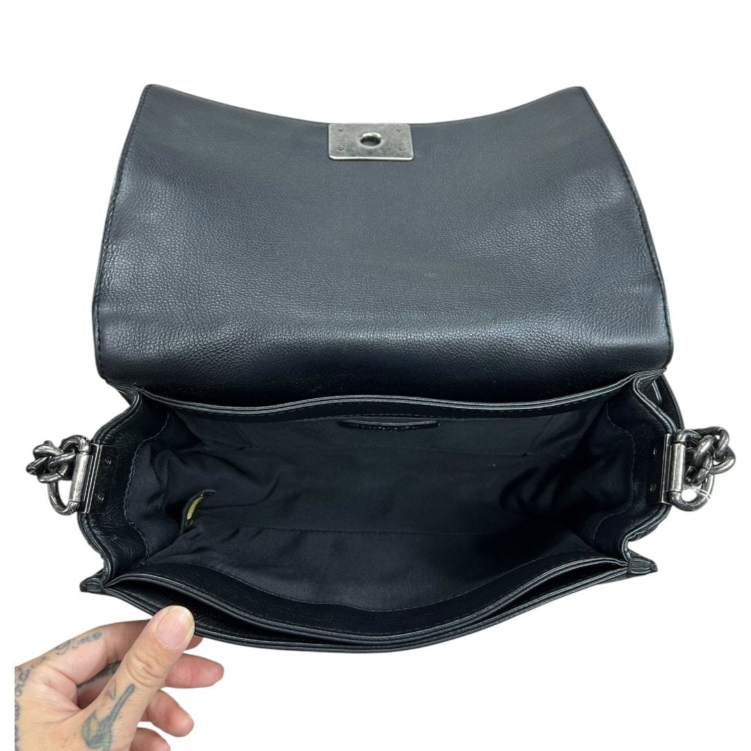 CHANEL Aged Calfskin Boy Bag Shoulder Bag Black Aged Silver Hardware CH2238