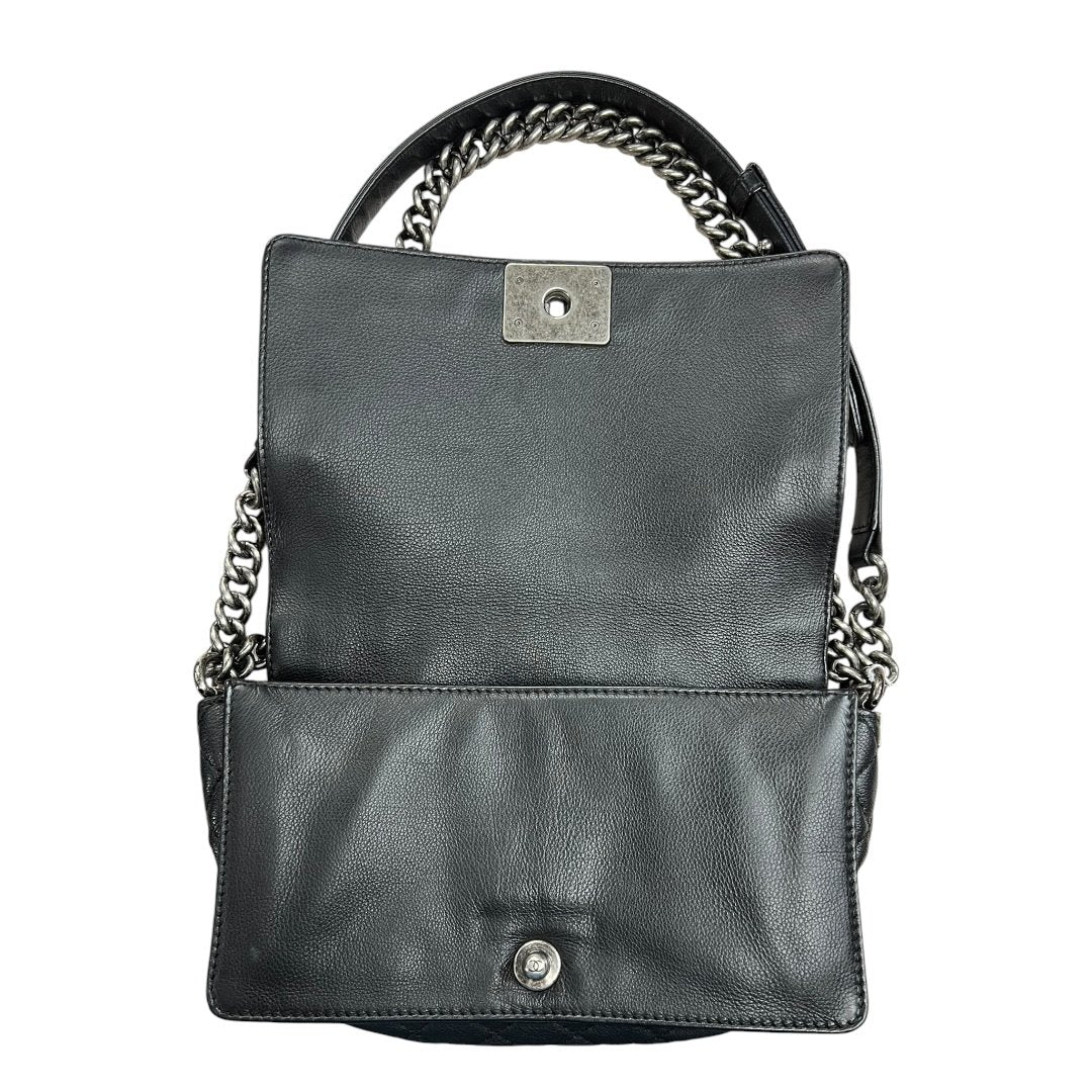CHANEL Aged Calfskin Boy Bag Shoulder Bag Black Aged Silver Hardware CH2238