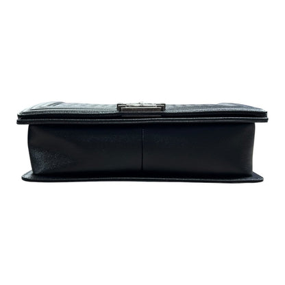 CHANEL Caviar Leather Boy Chanel Flap Bag Shoulder Bag Black Aged Silver-tone Hardware CH2235