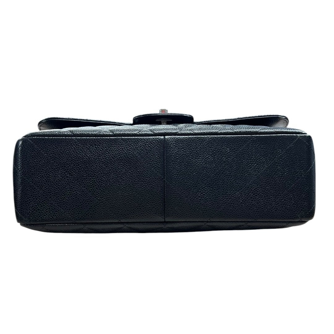CHANEL Caviar Classic Flap Shoulder Bag Black Silver Hardware CH2236